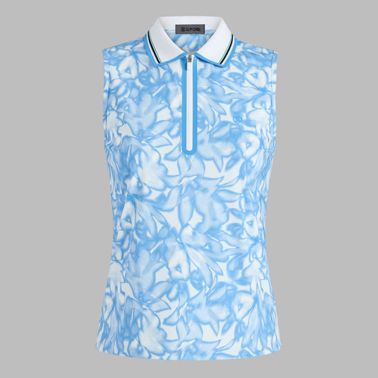 G/FORE - TRIPPY FLORAL SILKY TECH NYLON SLEEVELESS POLO