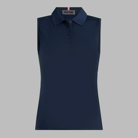 G/FORE - PLEATED COLLAR SILKY TECH NYLON SLEEVELESS POLO