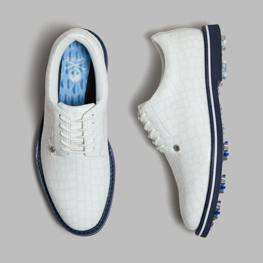 G/FORE - LTD RELEASE GALLIVANTER G/LOCK CROC-EMBOSSED LEATHER DERBY GOLF SHOE