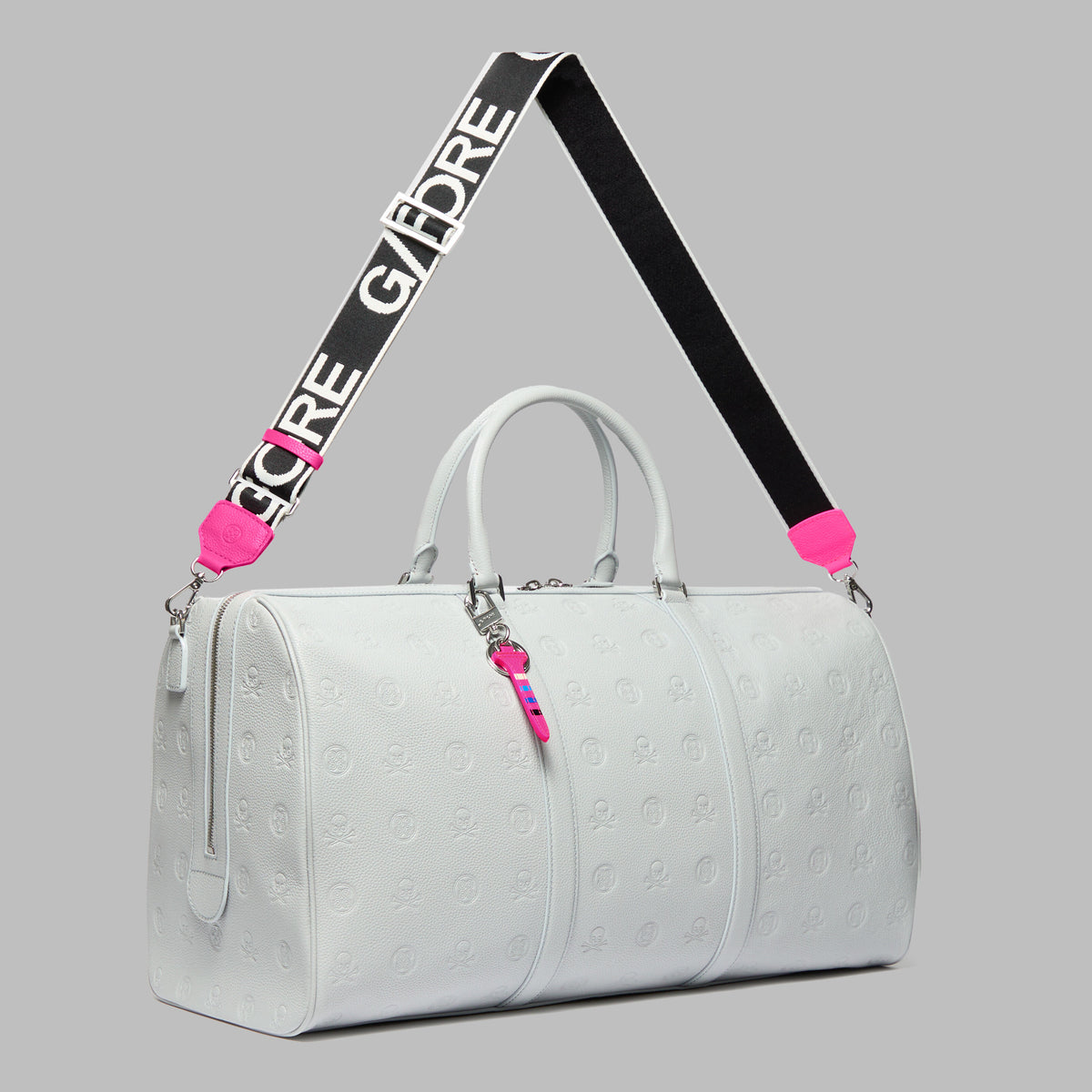 G/FORE - EMBOSSED SKULL & TEES LEATHER WEEKENDER