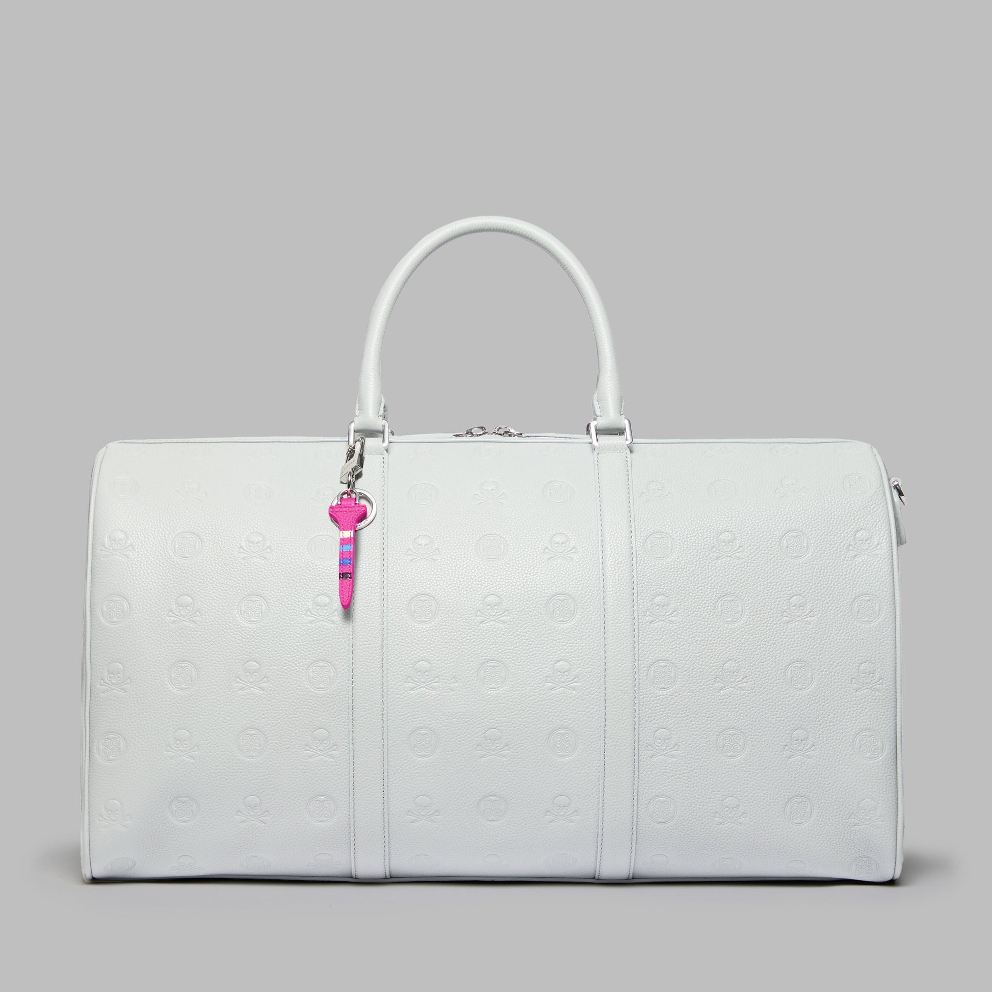 G/FORE - EMBOSSED SKULL & TEES LEATHER WEEKENDER