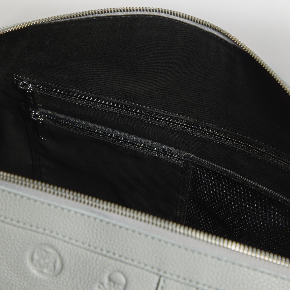 G/FORE - EMBOSSED SKULL & TEES LEATHER WEEKENDER