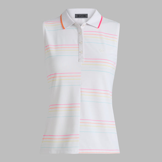 G/FORE - OFFSET STRIPE TECH PIQUÉ SLEEVELESS POLO