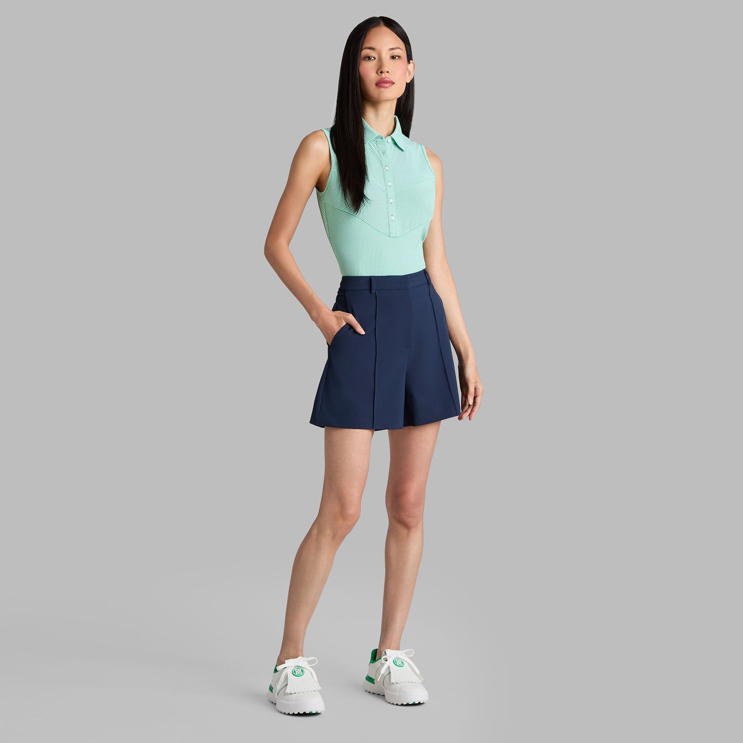 G/FORE - CHEVRON STRIPE TECH PIQUÉ SLEEVELESS POLO
