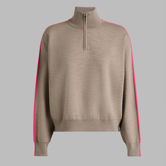 G/FORE - MERINO WOOL COTTON PLAITED 1/4 ZIP SWEATER