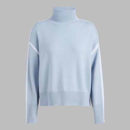 G/FORE - MERINO WOOL CONTRAST STRIPE TURTLENECK SWEATER