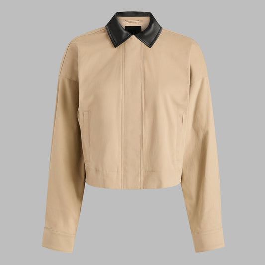G/FORE - LTD RELEASE LEATHER COLLAR TRI-COTTON CROPPED JACKET