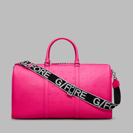 G/FORE - EMBOSSED SKULL & TEES LEATHER WEEKENDER