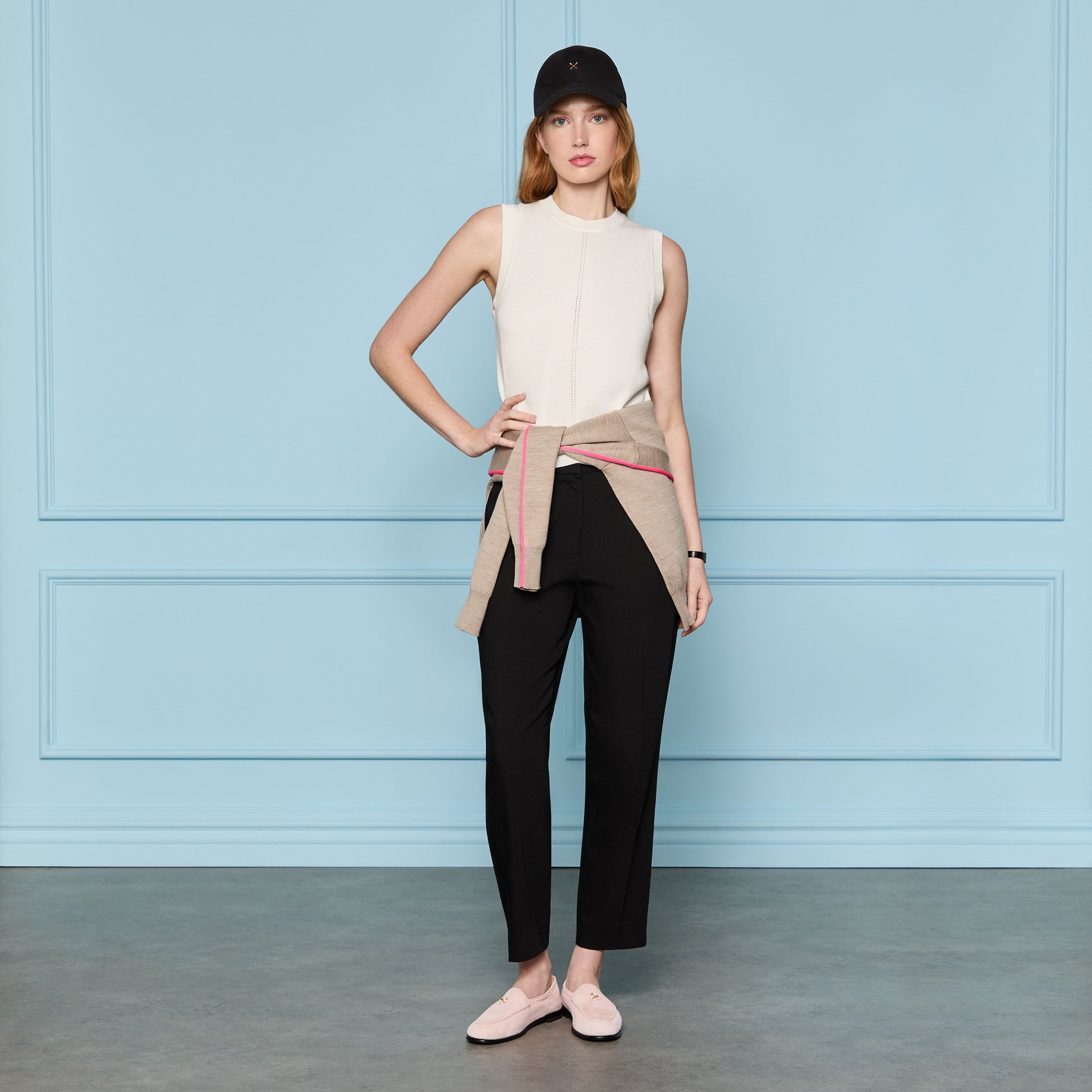 G/FORE - LTD RELEASE LINEN CROPPED PLEATED TROUSER
